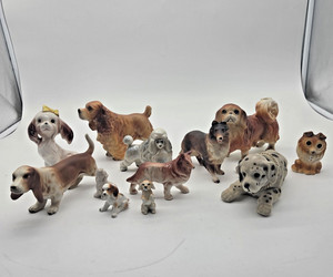 Ceramic Porcelain VTG Dog Puppy Lassie Canine Figures Figurine Lot Of 12 Japan
