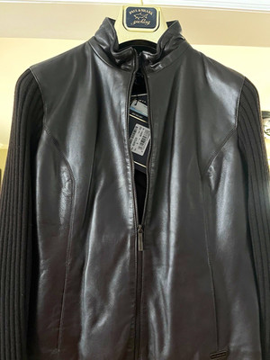 Paul & Shark Yachting Black Leather Full Zip Jacket Womens Size L