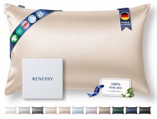 50x90 cm Taie d'Oreiller en Soie de Mûrier 100% Bio 22 Momme 6A Champagne