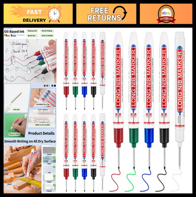 15 Pcs Long Nib Marker Pens - Fine Tip Deep Reach Paint Markers for Metal, Wood,