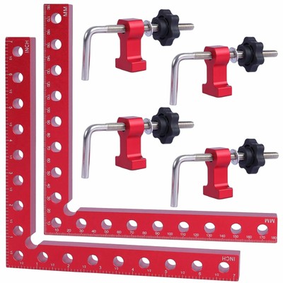 2 Packungen 180 mm x 180 mm 90 Grad rechtwinklige Klemmen Positionierung Quadrate MM/Zoll S