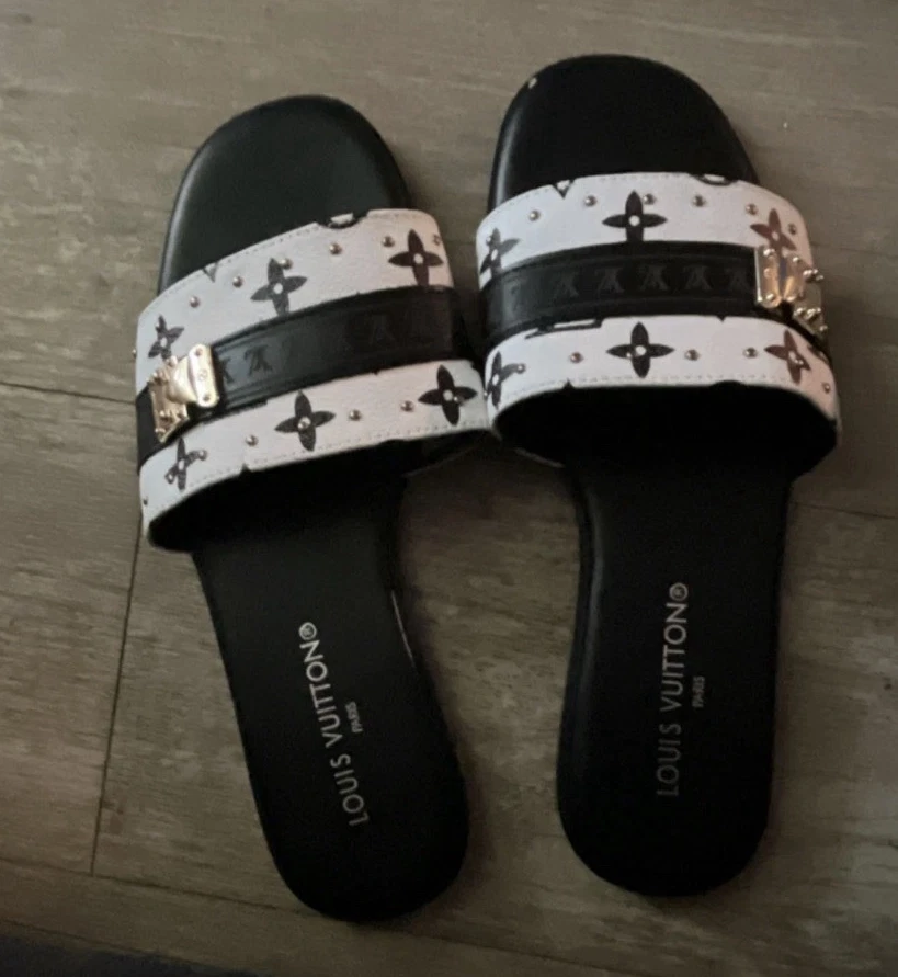 Louis Vuitton Leather Upper Slide Sandals for Women for sale | eBay