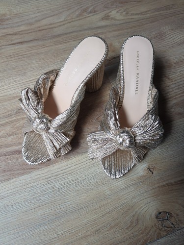 Loeffler Randall Penny Knot Champagne Gold Slip On Mule Sandals Womens 6 - Picture 9 of 15