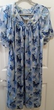 Anthony Richards House Dress Sz 1X Blue Butterfly Lounger Mumu Nightgown Satin