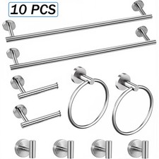 10 PCS Brushed Nickel Bathroom Accessories Set Wall Mounted Hardware Fixture Set