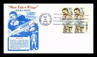 DR JIM STAMPS US COVER WILEY POST AIR MAIL FDC BLOCK OF 4 GAMM CACHET