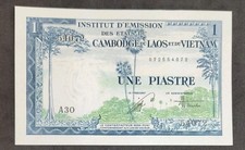 1954 French Indochina One Piastre 072554072 Cambodia Laos Vietnam 