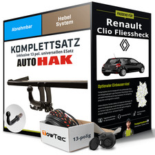 Für RENAULT Clio II Typ BB,CB Anhängerkupplung abnehmbar +eSatz 13pol uni. 98-01
