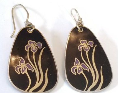 Laurel Burch purple Lily hook style Earrings - nice