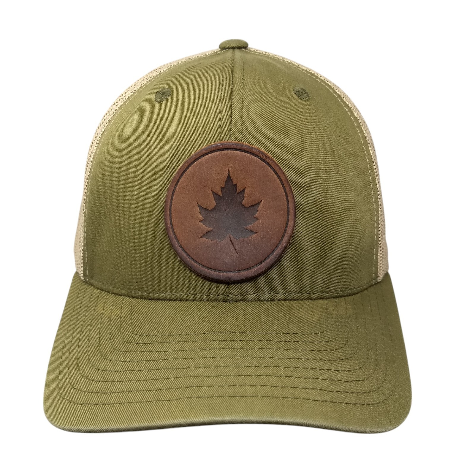 Maple Leaf Leather Patch Snapback Trucker Hat Mul… - image 1