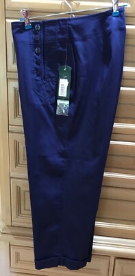 NWT NEW LAUREN RALPH LAUREN EXCLUSIVE NAVY NAUTICAL / SALIOR CAPRI PANTS BLUE 12