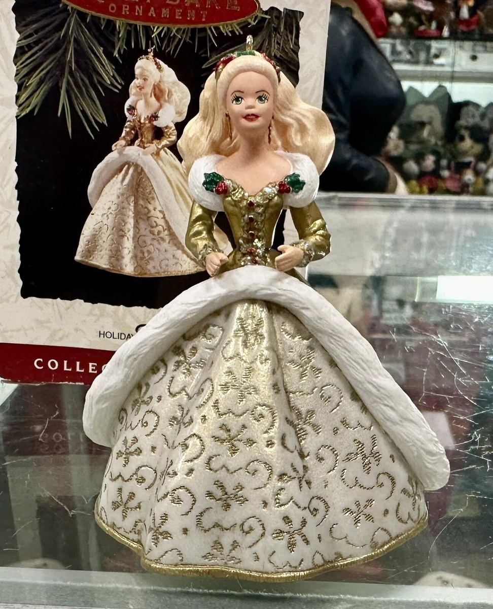 holiday barbie gold dress Vintage Holiday Barbie Ornament Hallmark Blonde Maroon Gold Dress 1996 – At  Grandma's Table main image 0