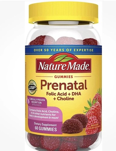 Nature Made Prenatal Folic Acid + DHA + Cholin 60 Gummies ~ Exp 4/2026+