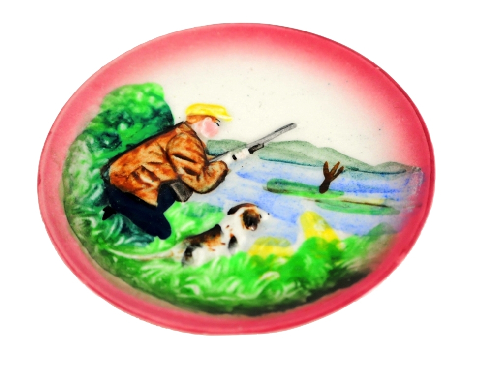 Vintage Porcelain Plate w/ Embossed Hunter Design /Scene | eBay