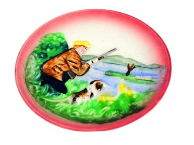 Vintage Porcelain Plate w/ Embossed Hunter Design /Scene | eBay