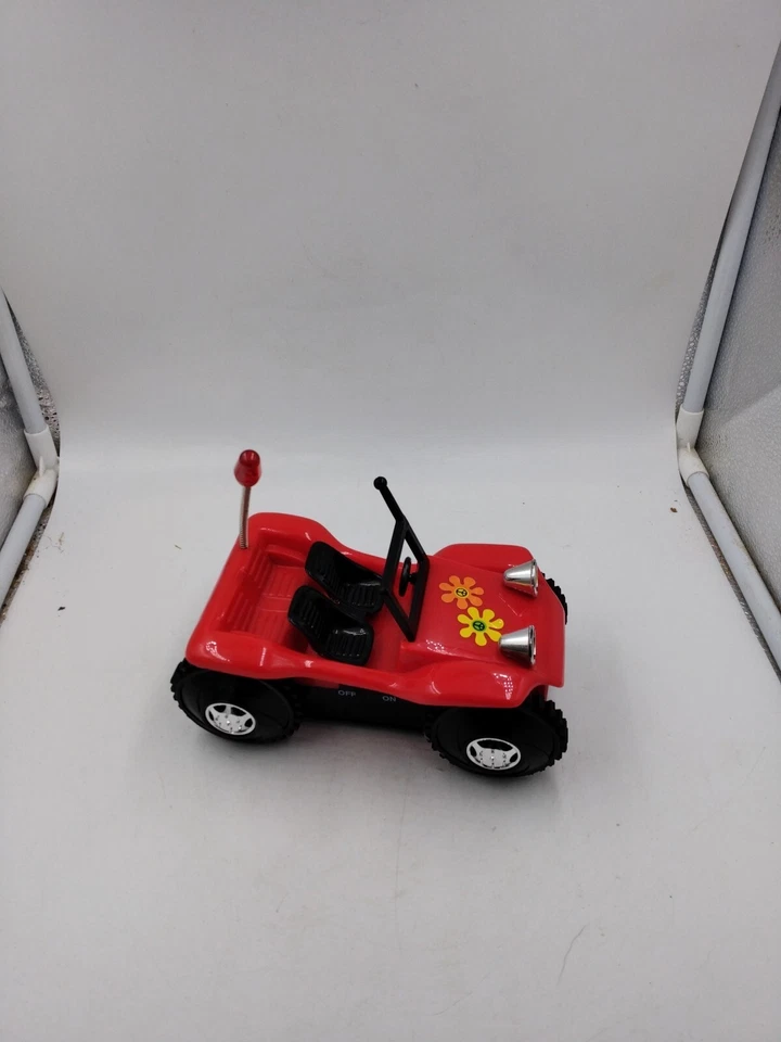 Rojo Convertible Love Bug Flower Power Coche Mecánico 7" x 4" Vehículo Juguete Como Está Foto 4 de 4