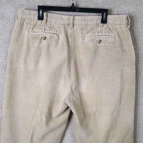 Croft & Barrow Pants Mens 38x30 Beige Corduroy Chino Pleated Cotton Cuffed - Picture 5 of 12