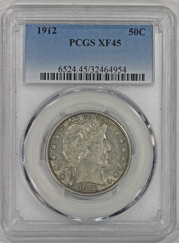 1912 50c Silver Barber Half Dollar PCGS XF45