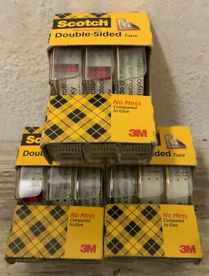  Scotch Double Sided Tape 1/2'' x 250'' (Lot of 3) - 9 Rolls Total 