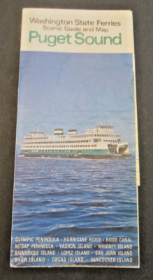 VTG 1969 Washington State Ferries 12x21'' Scenic Guide Map Puget Sound