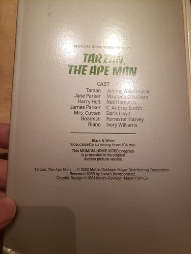 Tarzan, The Ape Man VHS Johnny Weissmuller - Picture 5 of 5