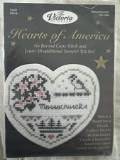 The Victoria Sampler Hearts of America Cross Stitch Kit Massachusetts 3.3x3.8