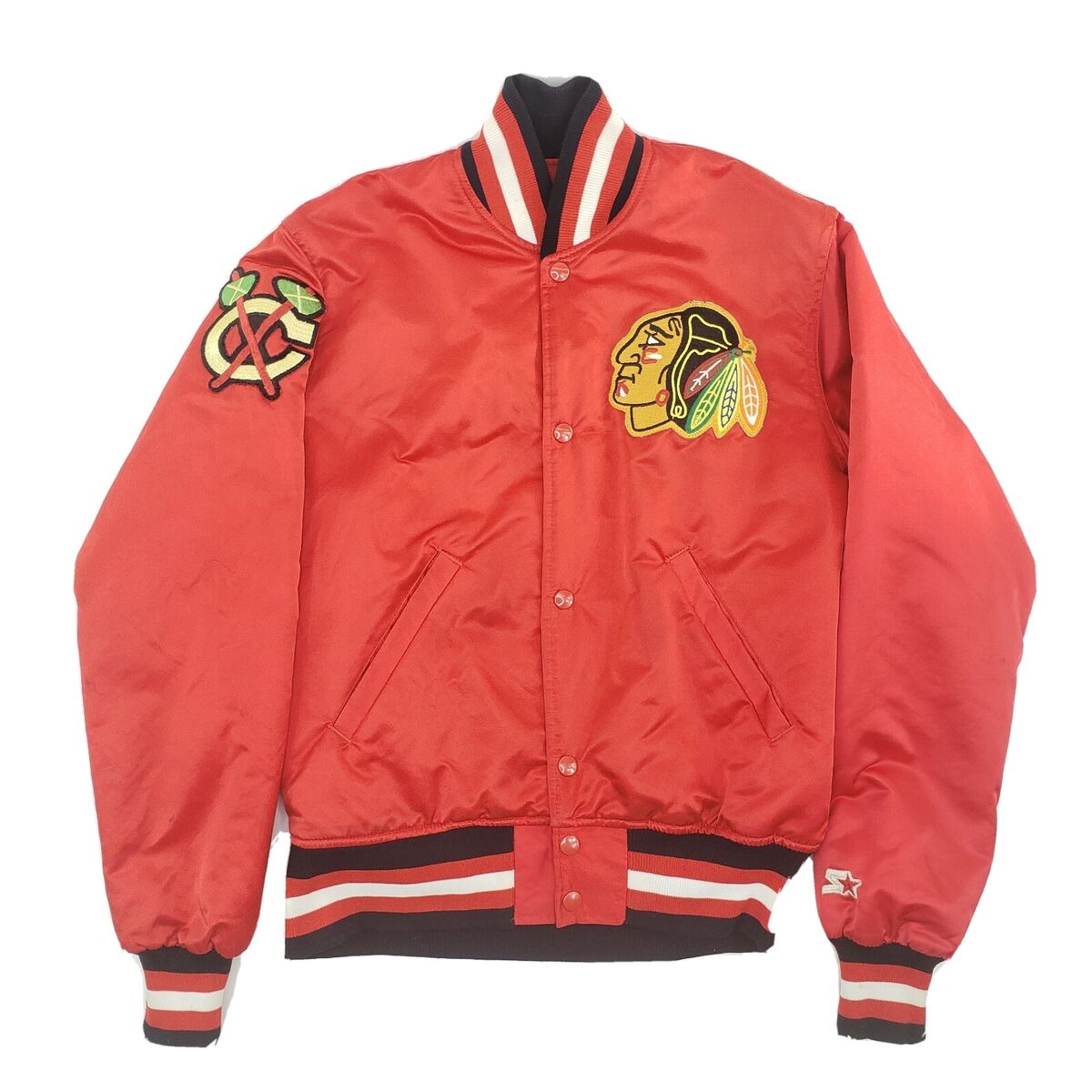 Vintage 80s Starter Chicago Blackhawks Jacket Red Satin Vintage 80s Starter Chicago Blackhawks Jacket Red Satin