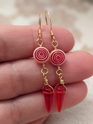 Ladies Or Teen Christmas Candy Themed Drop Earrings For Pierced Ears, 2'' Drop