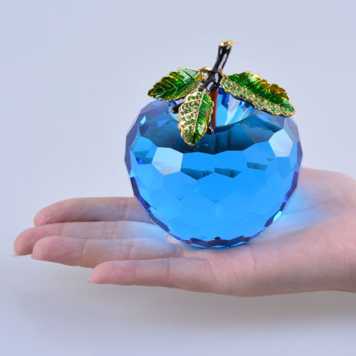 Große 80mm Kristall Apfel Figur Briefbeschwerer Glas Ornament Weihnachten Geschenk Box - Bild 5 von 30