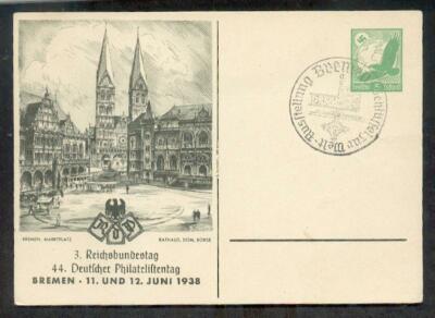 Dr-3.Reich Ga 1938 Brema Philatelistag Gest.