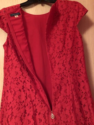 chinese dress ladies Tommy Hilfiger Women's Drop-Waist Lace A-Line Dress (4, Red/Black) at  Amazon Women's Clothing store