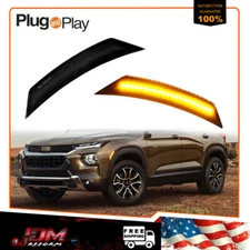 For 2021-2025 Chevy Trailblazer Smoked Amber LED Front Bumper Side Marker Lights