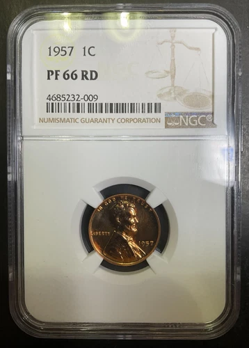 NGC PF66 PR66 RD 1957-P Lincoln Wheat Cent 1c GEM BU+ MS PQ BLAZING RED c6
