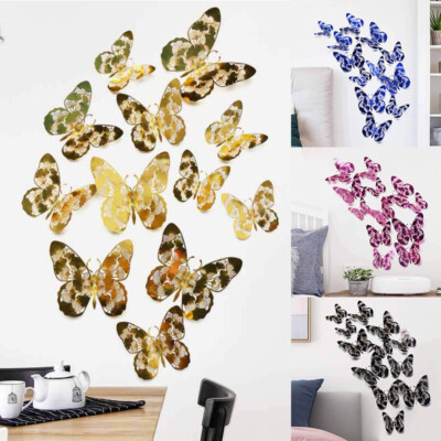 12-Pack 3D Butterfly Wall Decals For Kids Room Decor — Colorful Matte PVC Stickers, Easy Peel & Stick (Red & More Colors)
