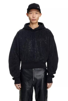 Mugler x H&M Black Rhinestone Embellished Hoodie Black Size L
