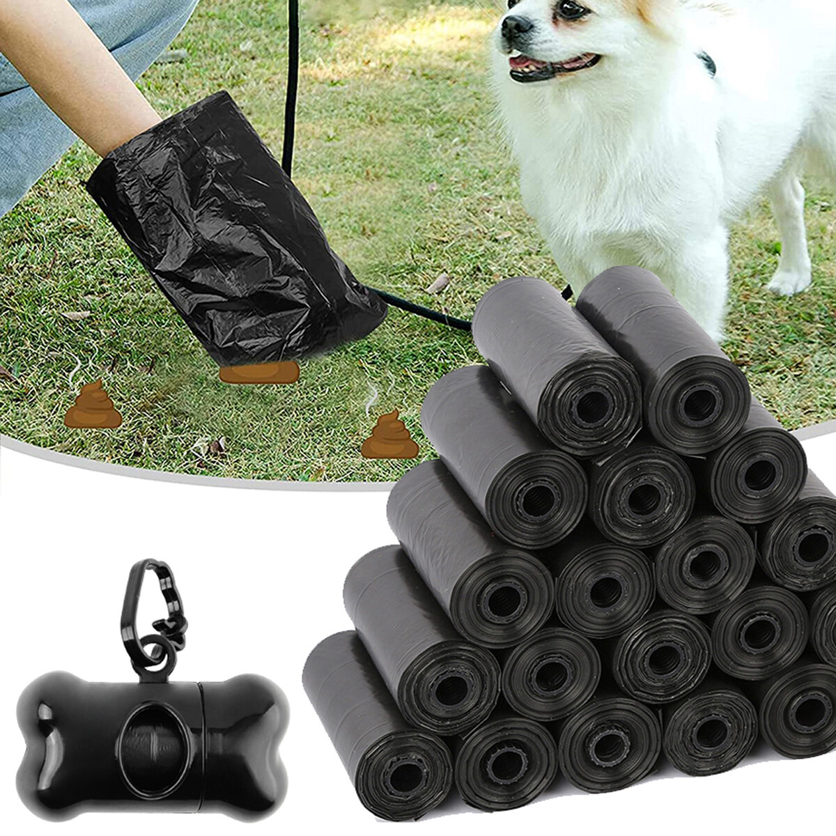 1000pcs/50 Roll Dog Poop Bags Biodegradable Pet Cat Poo Waste Bags & Dispenser