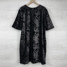 Marc Bouwer Velvet Sequin Shift Dress Size 3X Black Elbow Sleeve Cocktail Party