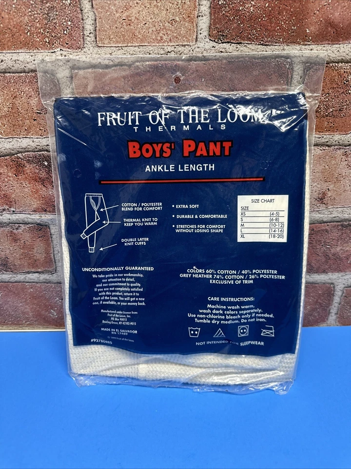 Calça térmica masculina Fruit of the Loom média 10-12 longa Johns nova na caixa 1999 - Imagem 4 de 4