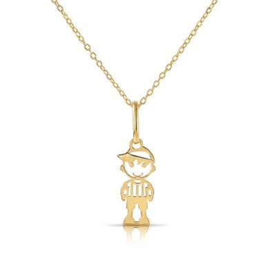 14K Real Solid Yellow Gold Baby Little Boy Kids Pendant Charm