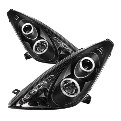 Toyota 00-05 Celica Black Dual Halo LED Projector Headlights Lamp GT GTS