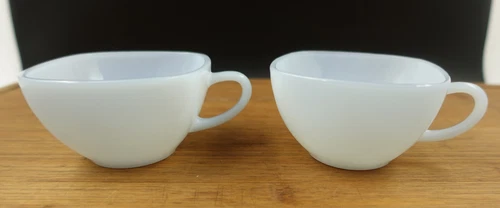 2 Fire King Delphite Blue Azurite Square Coffee/Tea Cups 7oz