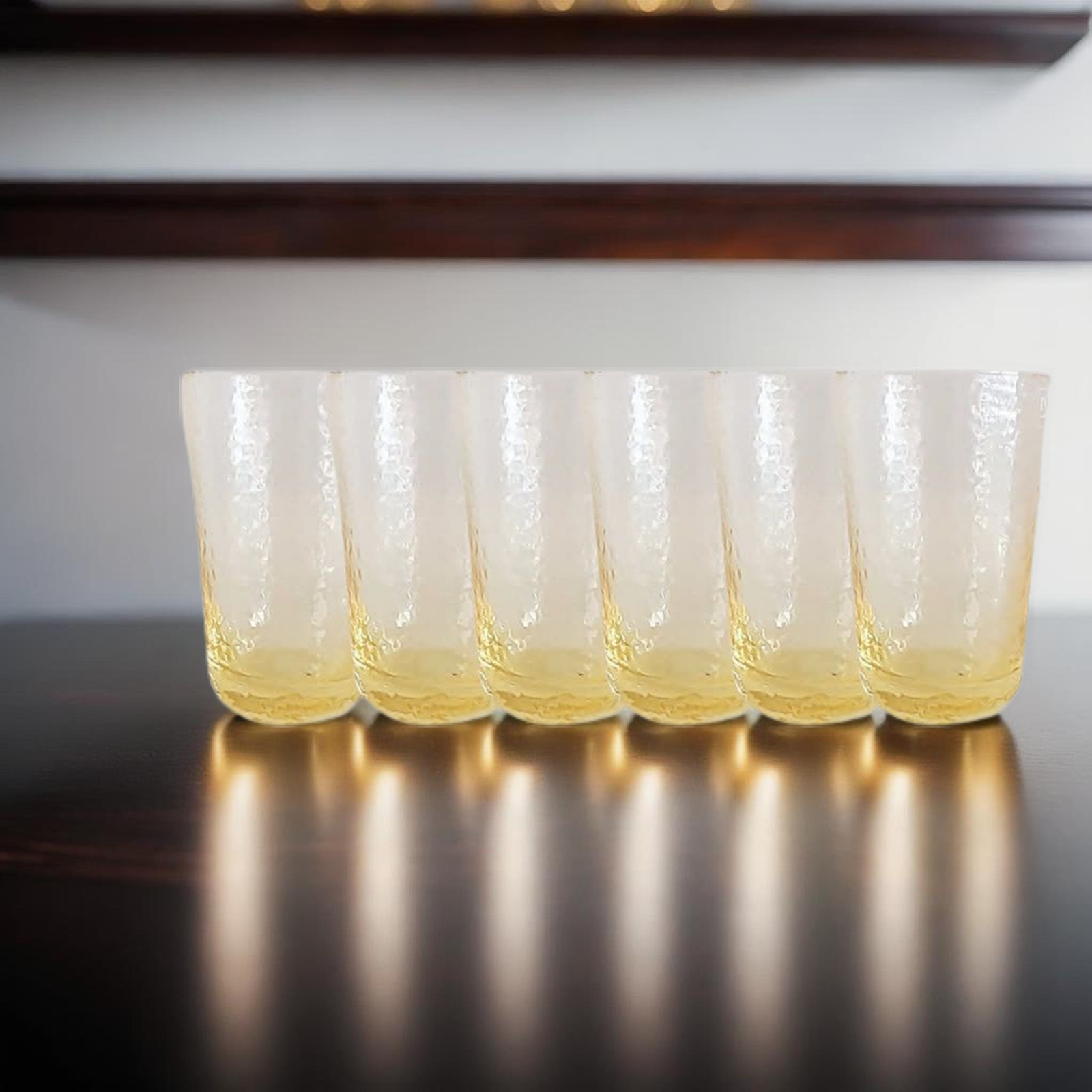 Juego 6 vasos Vasos de agua altos vidrio amarillos Jugo, Bebidas, cóctel 290 ml