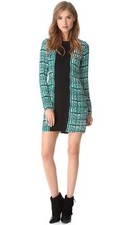 New! Parker Lydia looks like Zimmermann Small S Green Black Silk Dress $286 +tax