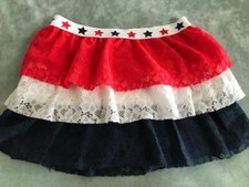 Girl's Red White Blue Patriotic Tiered Ruffle Skirt Size 6-6X