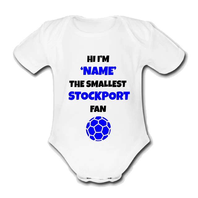 PSYCHOBABY STOCKPORT Babygrow Baby vest grow gift custom FOOTBALL Personalised COUNTY