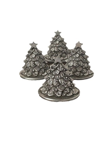 1989 Seagull Canada Pewter Christmas Tree Table Place Card Holder Set Of 4 VTG - Picture 2 of 8