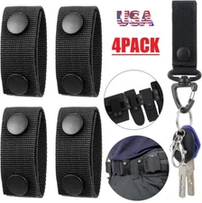 4Pcs Black Tactical Belt Keepers Dual Snap Closure Law Enforcement Police Duty