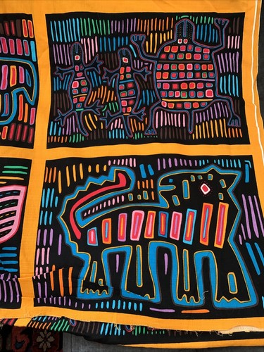 Luna Mola Fabric Animals Printed Panels Unstitched Yardage Uncut Vintage Panama - 第 6/10 張圖片