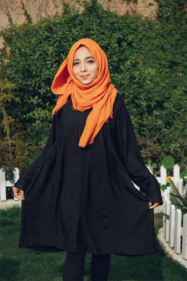 Pakistanisches Modest Fusion Top | seitliche Raffungen | schwarz