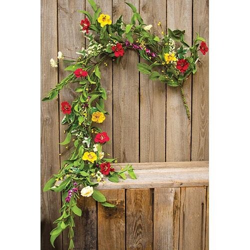 New Spring Summer Bright IVY WILDFLOWER FLORAL GARLAND Swag Vine 4 ft. - Picture 1 of 1